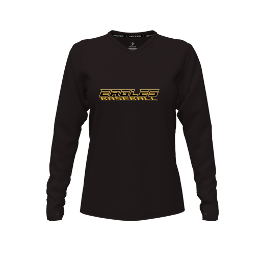 [FTLVPTBK-FYXS-LOGO3] Decker Performance T-Shirt (Female Youth XS, Black, V Neck, Logo 3, Long Sleeve)