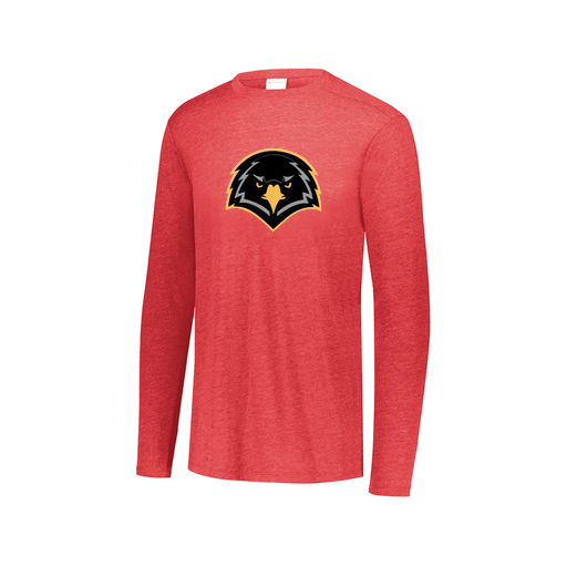 [FTLCUBRD-AXS-LOGO2] Decker Men's Tri-Blend T-Shirt - Long Sleeve (Adult XS, Red, Logo 2)